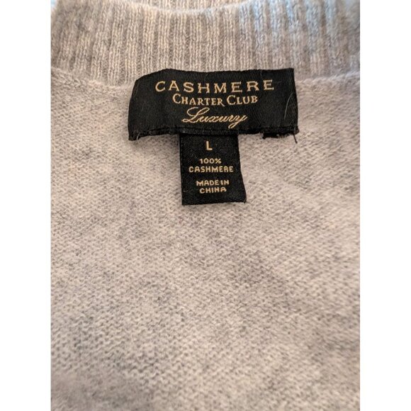 Charter Club Luxury Cashmere Sweater With Sequin Embellishments Gray L Corpcore - Picture 3 of 3